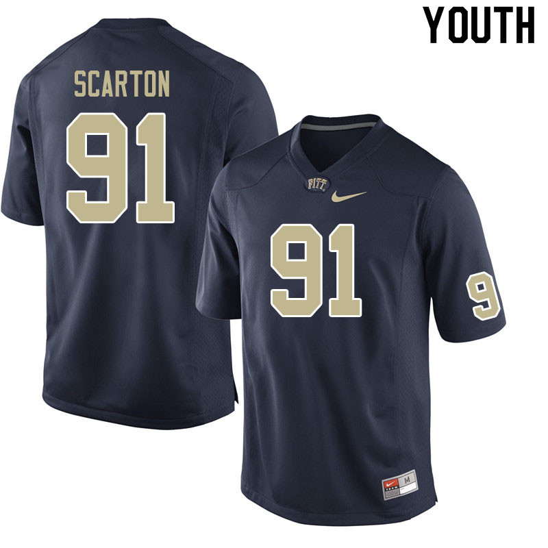 Youth #91 Sam Scarton Pitt Panthers College Football Jerseys Sale-Navy